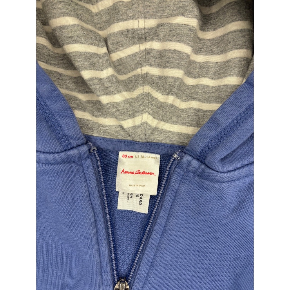 Hanna Andersson Zip Hoodie Cotton Minimal Everyday Play Cozy Size 18-24M - Picture 2 of 4